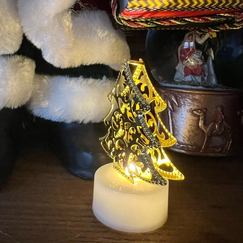 Gold Christmas Tree Tea Light Candle Bundle